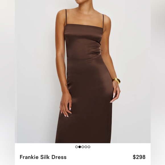 Reformation Frankie Silk Dress Chocolate Cafe Brown Maxi Dress - Picture 3 of 6